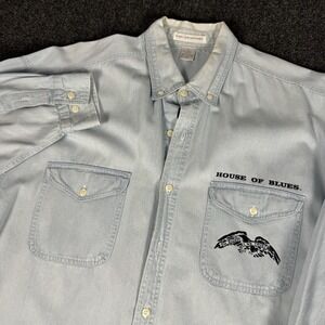 Vintage House Of Blues Denim Button Up Shirt Men's XL Cotton French Quarter